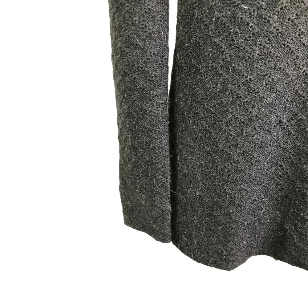 Tory Burch Sweater XS Black Wool Alpaca Leather Toggle Quiet Luxury Luxe‎ Knit
